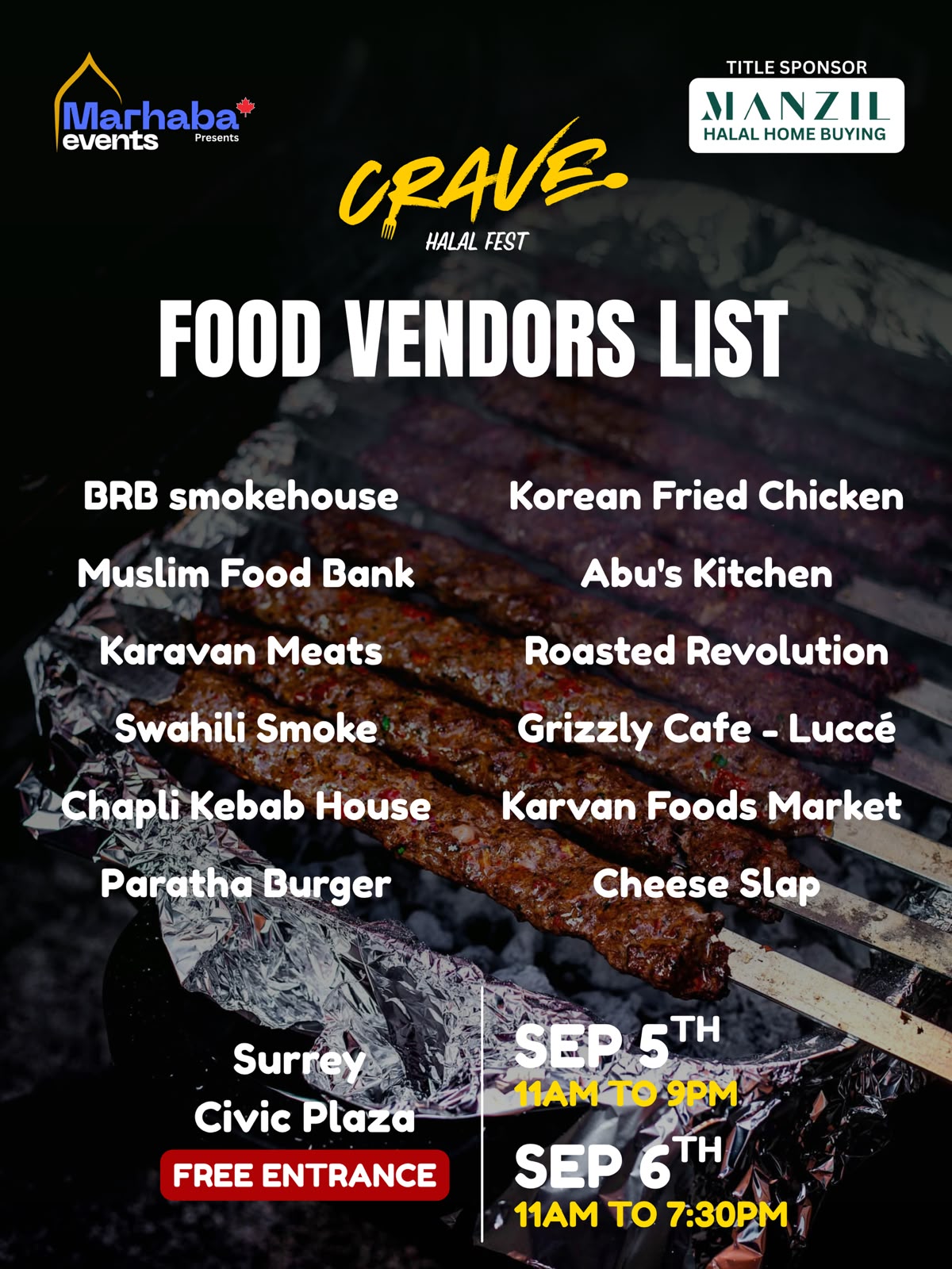 Crave Halal Fest 2026 food vendors list poster